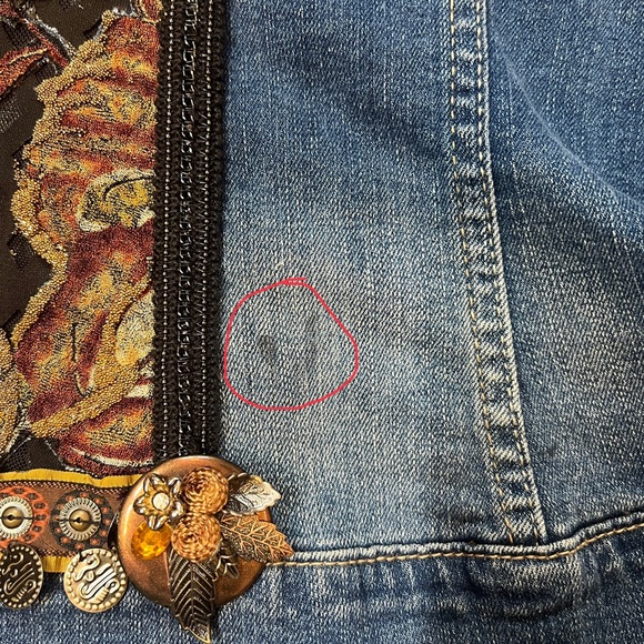 Upcycled Denim Jean Jacket Jessica Simpson Sz 3X Hand Embellished OOAK EUC - Picture 16 of 16